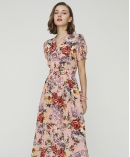 Rose-print silk-chiffon dress